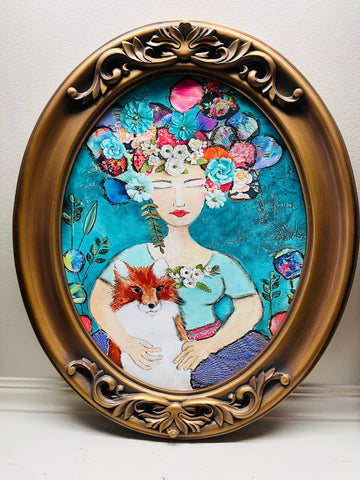 Girl with Fox, Framed print