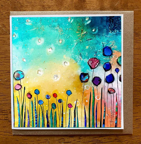 Firefly Burst.... 5 x 5 greeting card