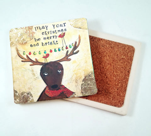 May Your Christmas Be Merry and Bright...Absorbant Stone Coaster