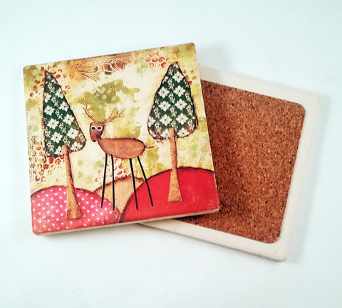 Reindeer..Absorbant Stone Coaster