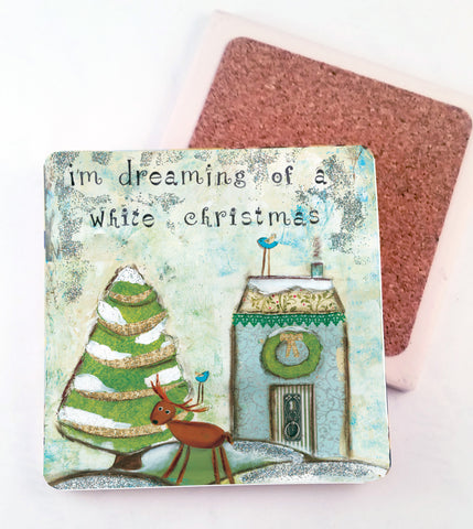 White Christmas..... absorbant stone coaster